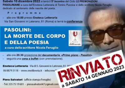 RINVIATO-Nicola Feruglio “PASOLINI: LA MORTE DEL