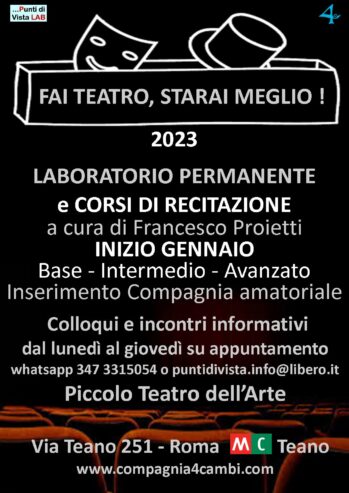 PICCOLO TEATRO DLL’ARTE – 2023 – CORSI DI TEATRO