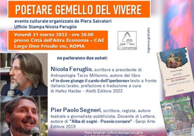 Nicola Feruglio: “POETARE GEMELLO DEL VIVERE”