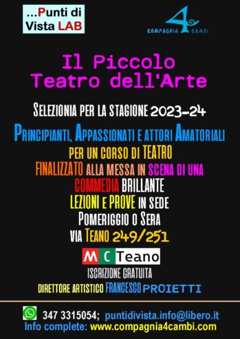 PICCOLO TEATRO DELL’ARTE – SCUOLA DI TEATRO 2023
